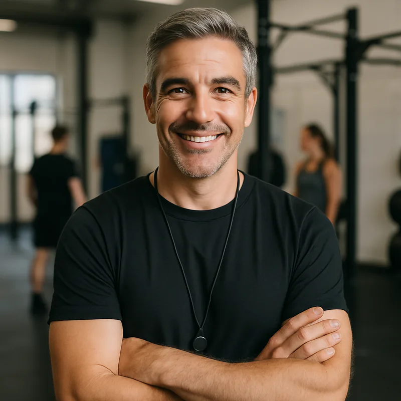 Mark, head coach of Stronger at Forty, in the gym