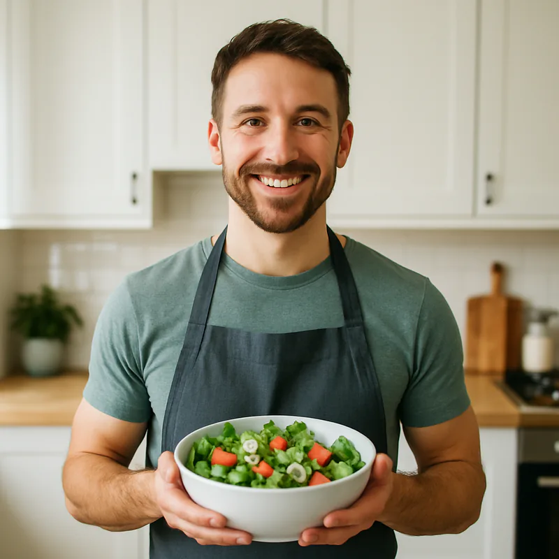 Ollie, lead nutrition coach at Fuel & Form, in his kitchen