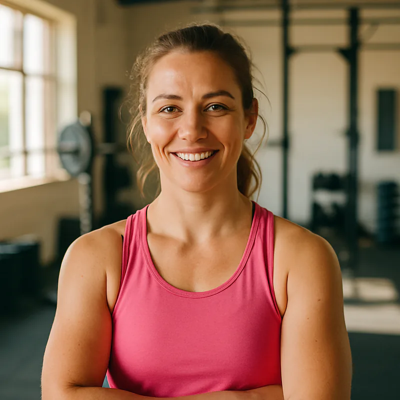 Laura, founder of Lift With Laura, in her gym